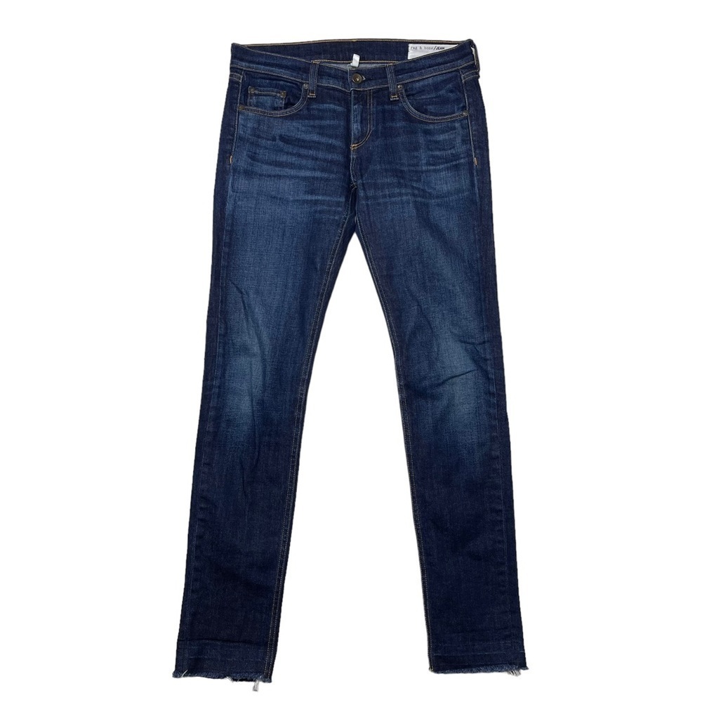 Rag & Bone Dre Low Rise Slim Boyfriend Jeans Dark Wash Raw Hem 25
